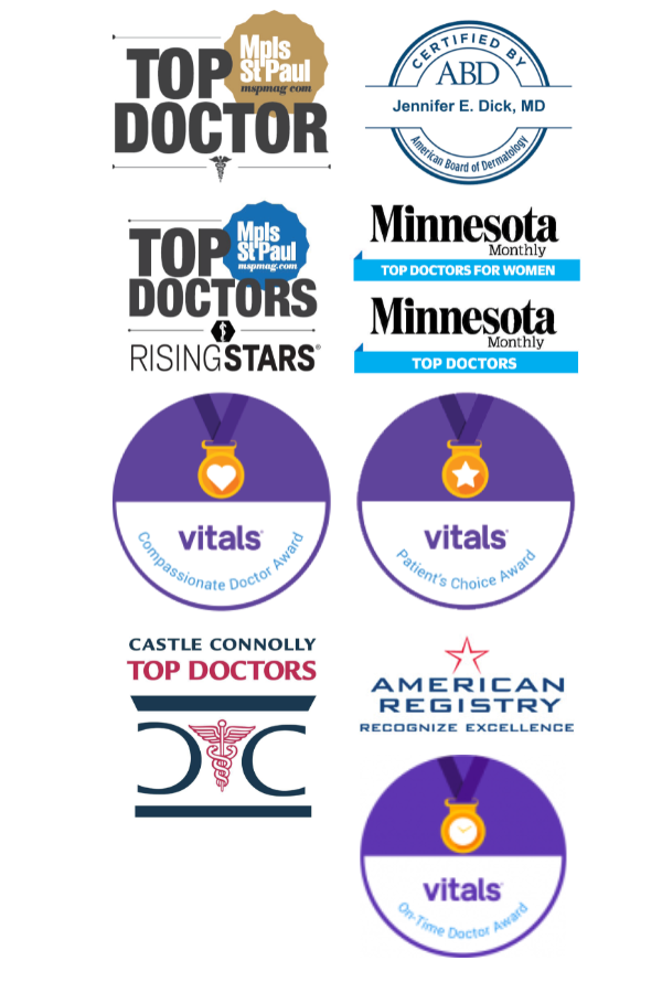 The image displays a collection of awards or recognitions related to medical professionals, including badges for top doctor, top doctors rising stars, and other accolades like patients choice award and compassionate doctor. these emblems suggest acknowledgement of excellence in the medical field by various institutions or publications such as mpls.st.paul and minnesota monthly.