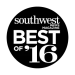 Black and white emblem for southwest metro magazines best of 16 award or feature.