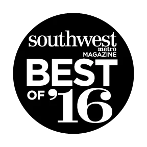 Black and white emblem for southwest metro magazines best of 16 award or feature.