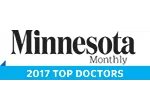 An award badge for minnesota monthly 2017 top doctors.