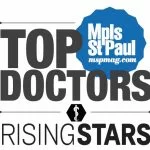 Recognition seal for top doctors rising stars by mpls.st.paul magazine.