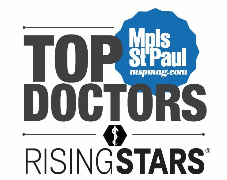 Recognition seal for top doctors rising stars by mpls.st.paul magazine.