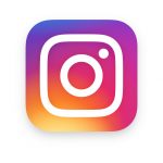 The image shows the instagram app icon, recognizable by its camera lens design and gradient of purple, pink, orange, and yellow colors.