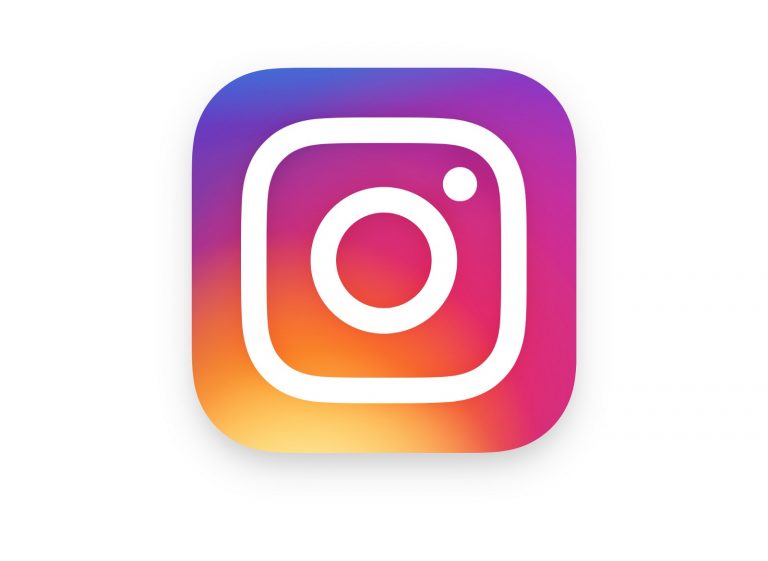 The image shows the instagram app icon, recognizable by its camera lens design and gradient of purple, pink, orange, and yellow colors.